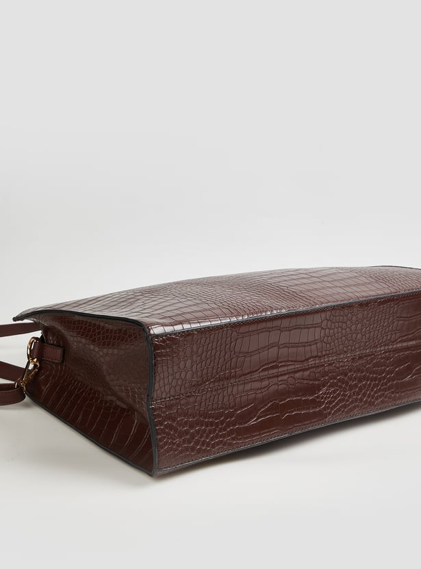 Women Croc-Textured Handheld Bag