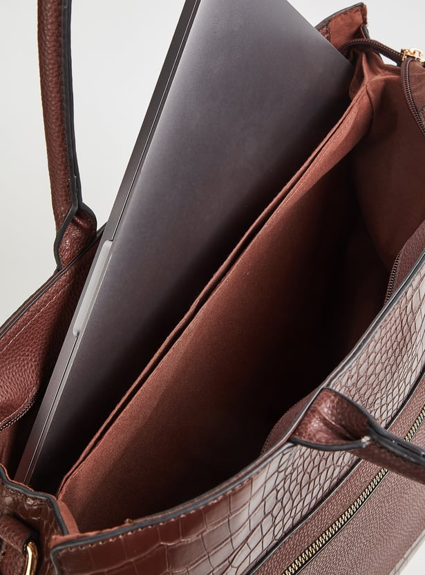Women Croc-Textured Handheld Bag