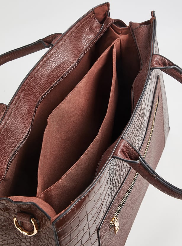 Women Croc-Textured Handheld Bag