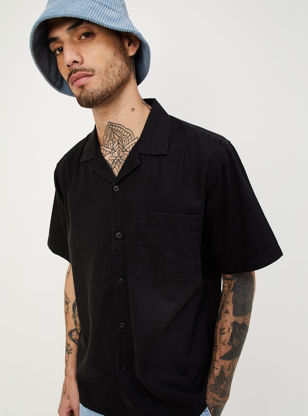 Men Denim Slim Fit Resort Shirt