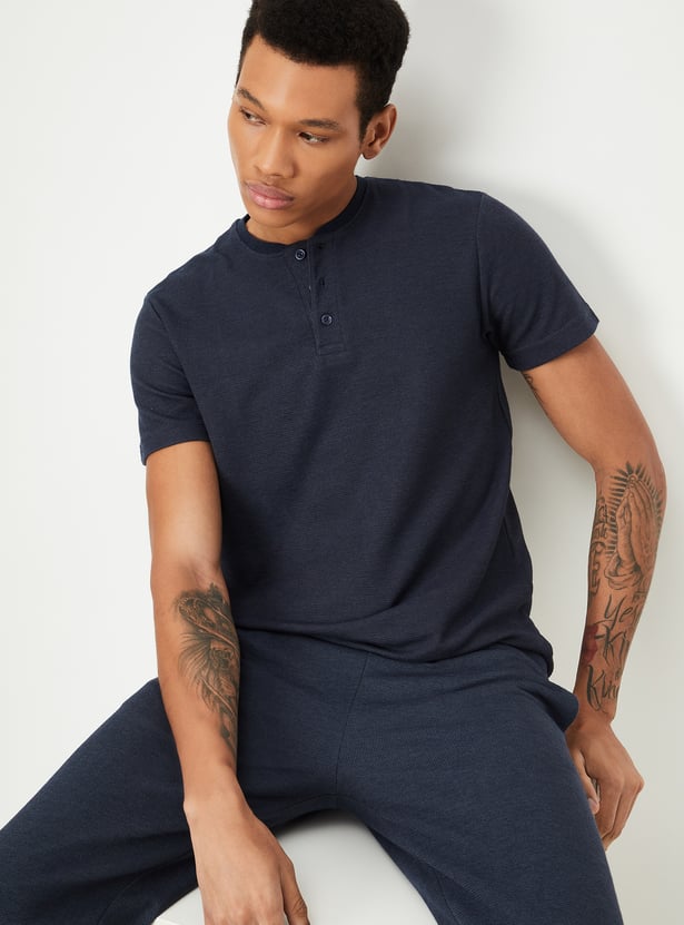 Men Knit Henley T-shirt
