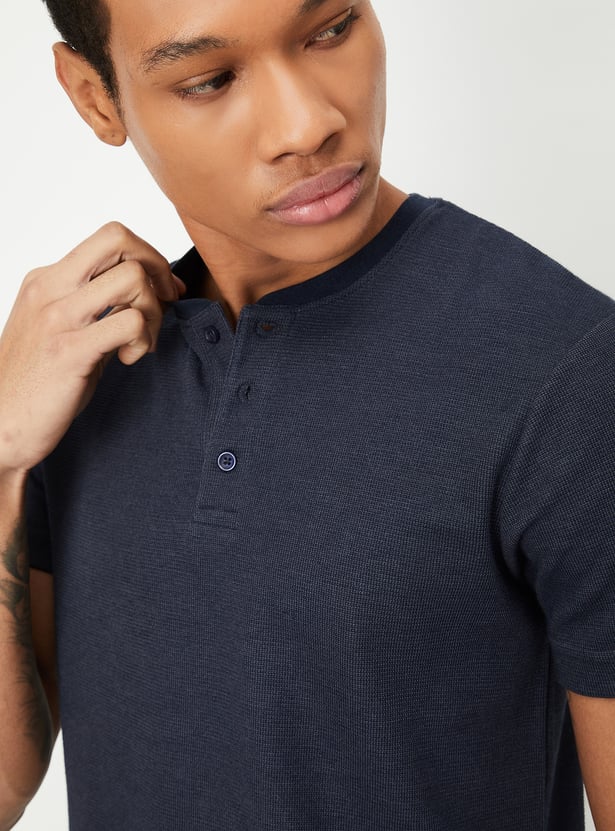 Men Knit Henley T-shirt