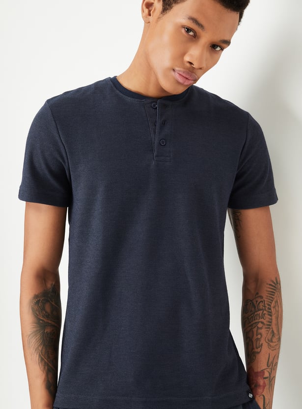 Men Knit Henley T-shirt