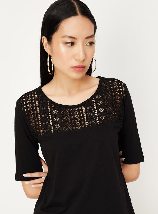 Women Lace Detail T-shirt