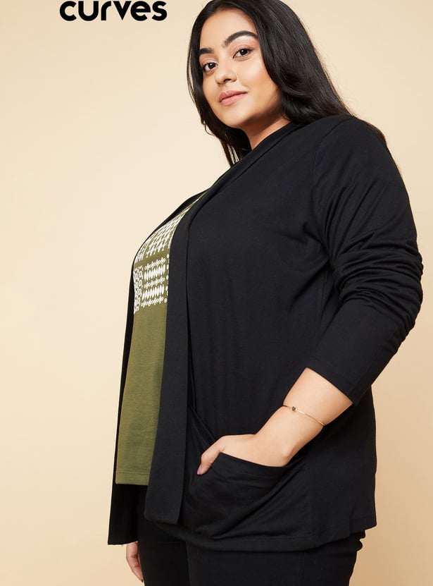 Women Solid Open-Front Shrug