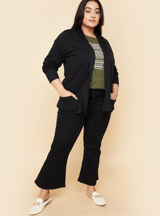 Women Solid Open-Front Shrug