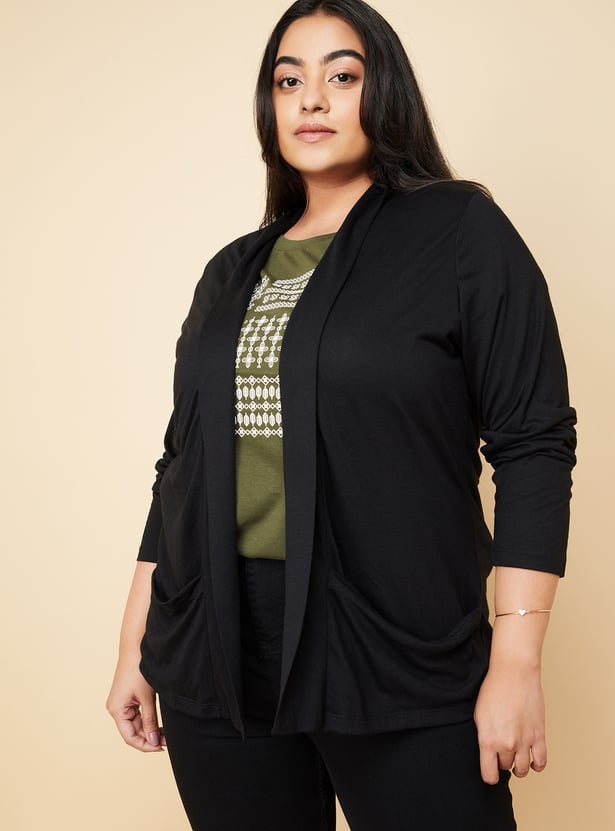Women Solid Open-Front Shrug