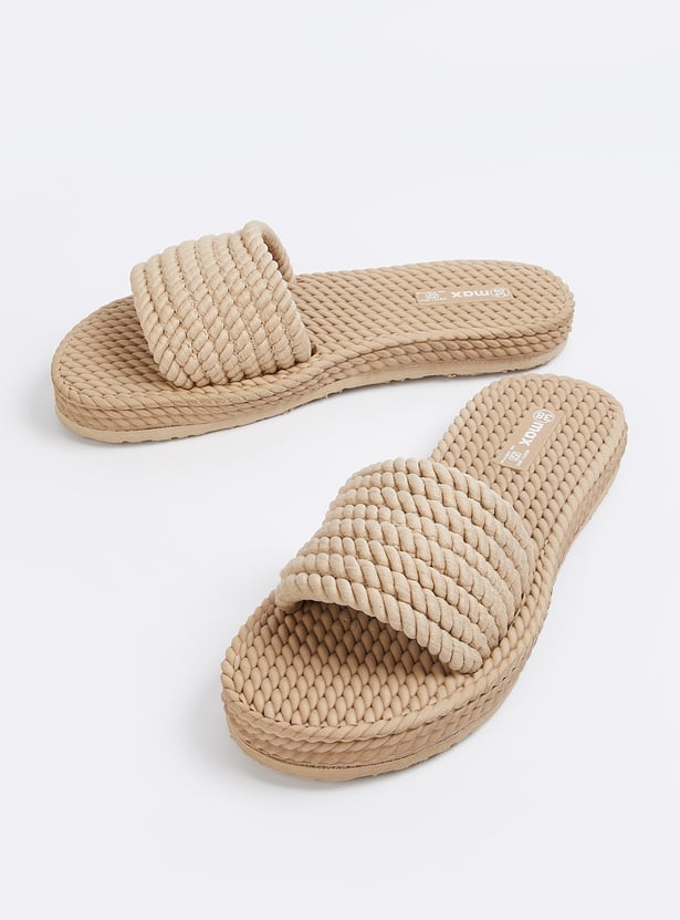 Women Textured Open-Toe Sliders