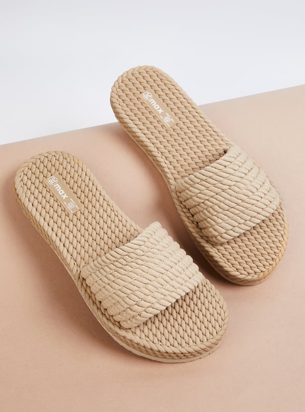 Women Textured Open-Toe Sliders