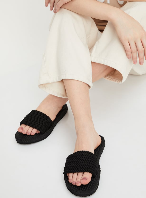 Women Textured Open-Toe Sliders