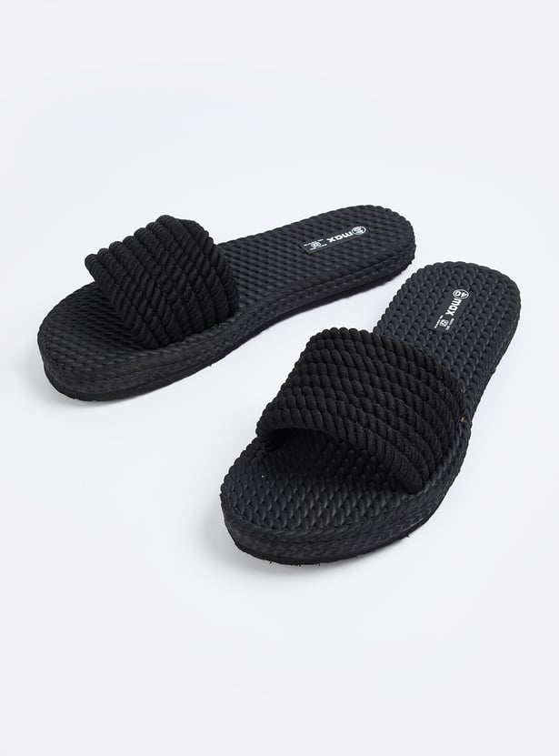 Women Textured Open-Toe Sliders