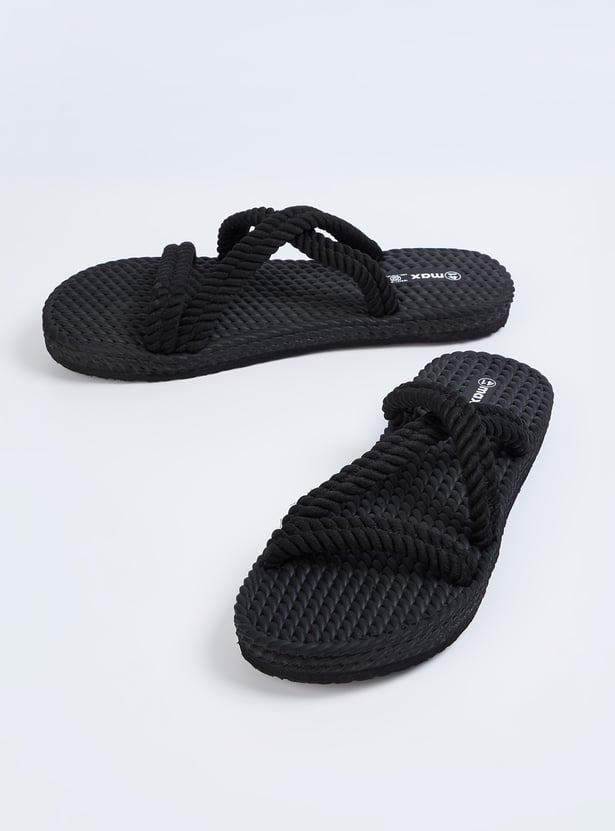 Women Textured Open-Toe Sliders