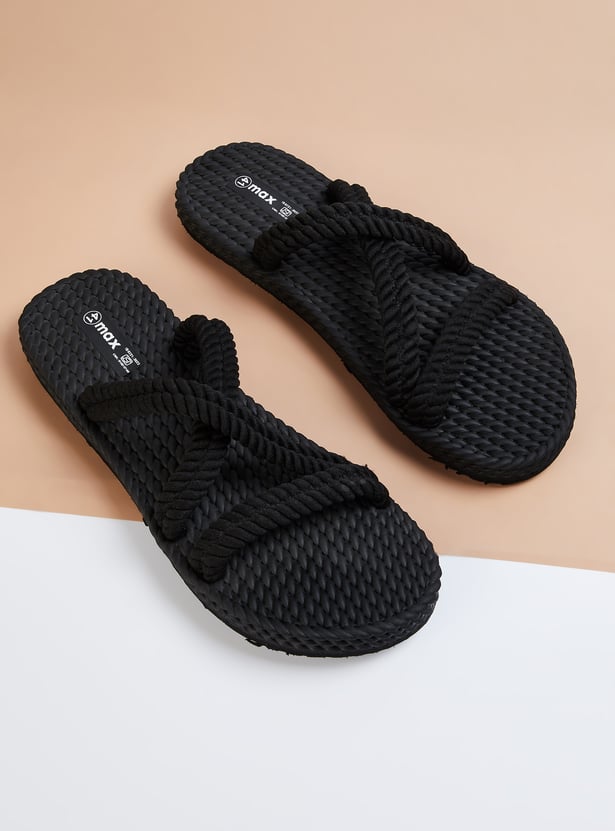 Women Textured Open-Toe Sliders