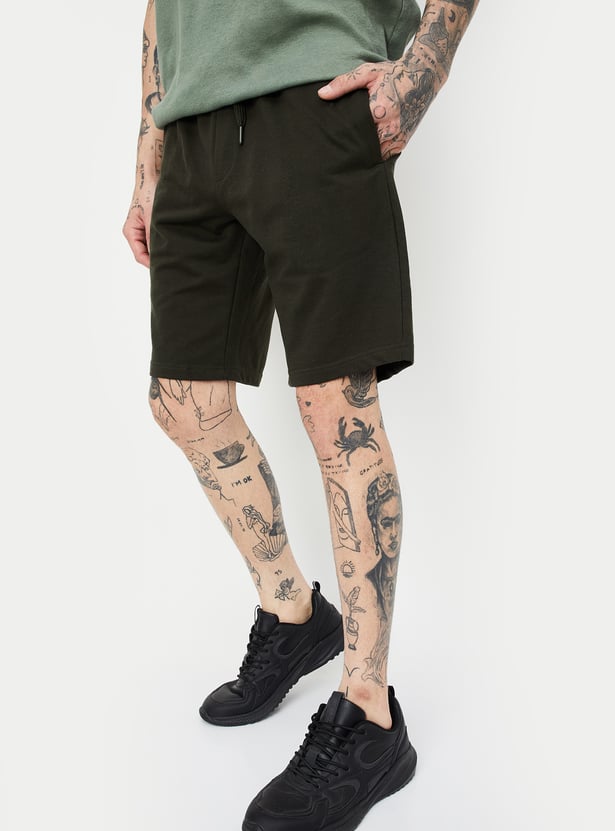 Men Solid Athleisure Shorts