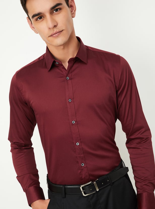 Men Slim Fit Solid Formal Shirt