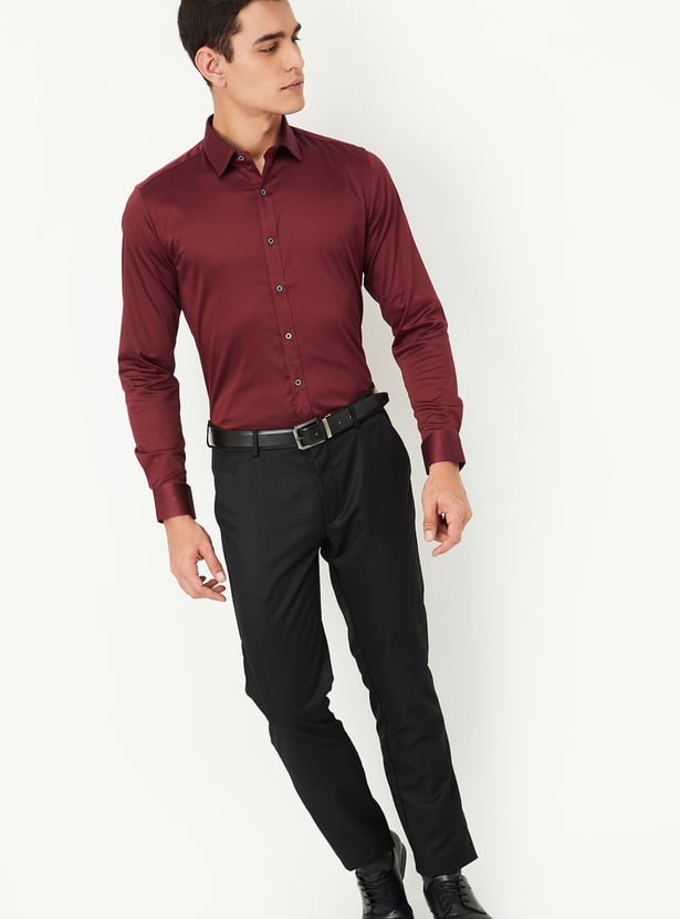 Men Slim Fit Solid Formal Shirt