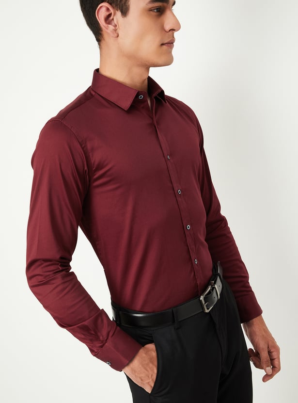 Men Slim Fit Solid Formal Shirt