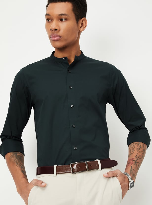 Men Slim Fit Solid Formal Shirt