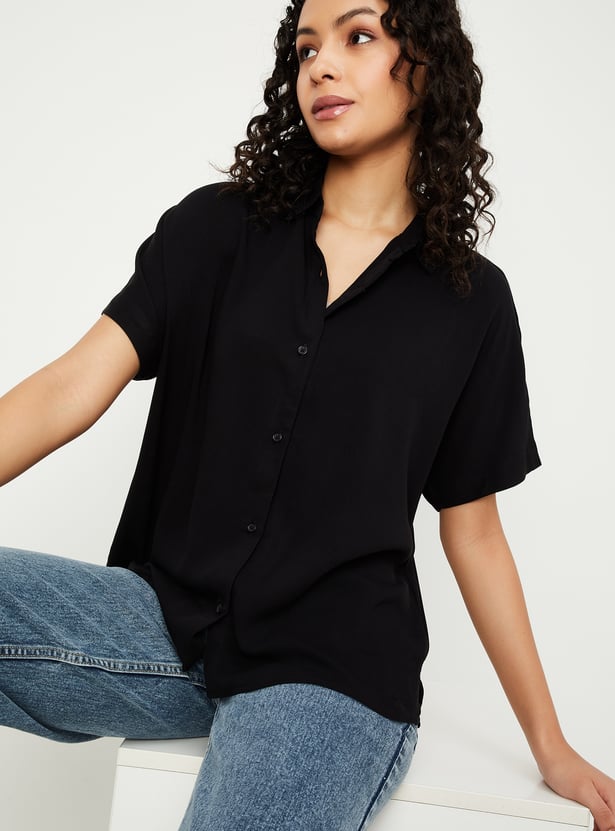 Women Solid Extended Sleeves Shirt