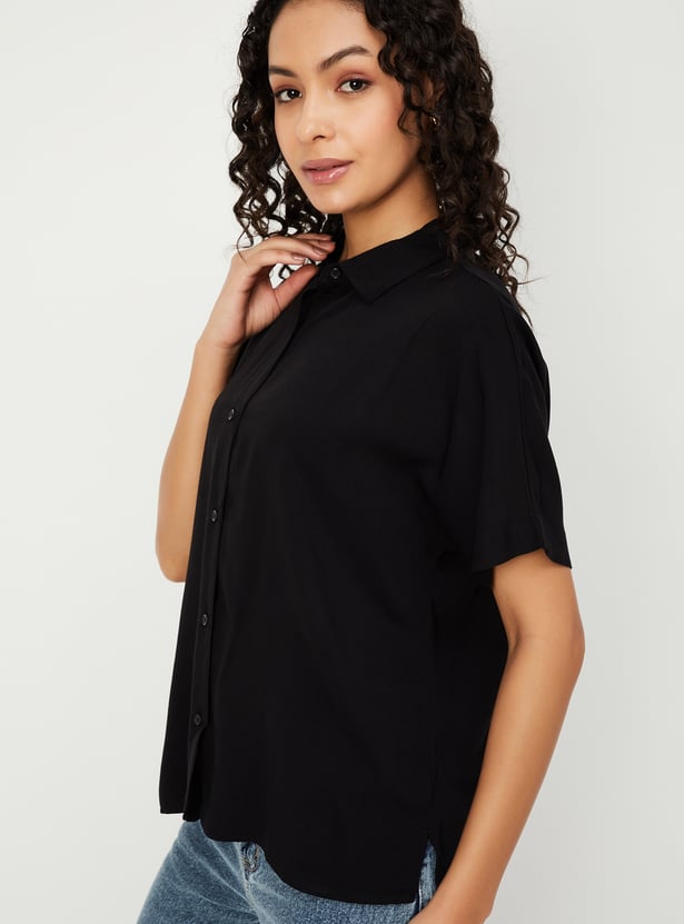 Women Solid Extended Sleeves Shirt