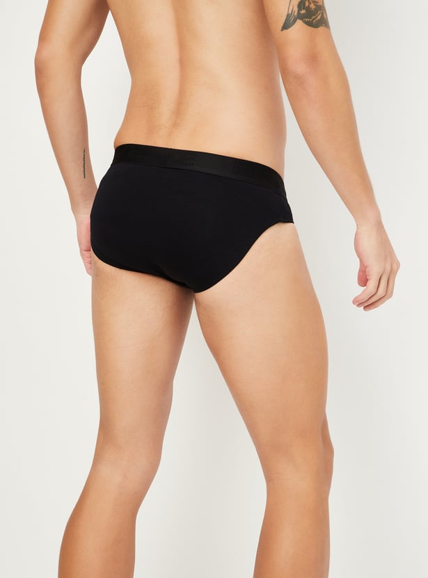 Men Assorted Solid Elasticated Briefs - Pack of 2