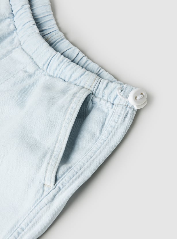 Girls Solid Cargo Jeans