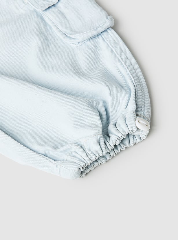 Girls Solid Cargo Jeans