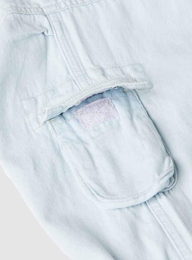 Girls Solid Cargo Jeans