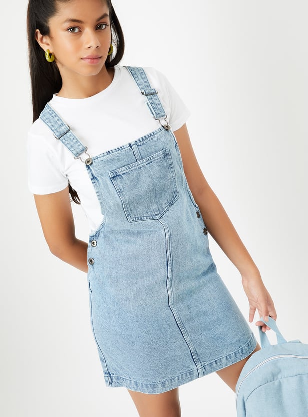 Leggings Light Denim Dungaree Dress Abercrombie Fitch Light Wash