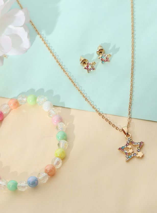 Girls Embellished Necklace Set