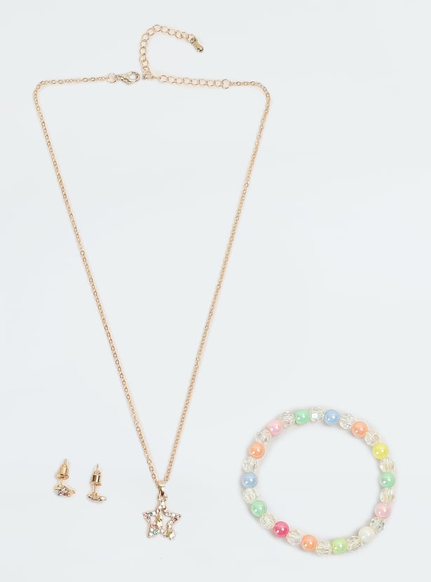 Girls Embellished Necklace Set