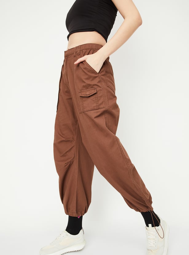 Women Solid Parachute Pants