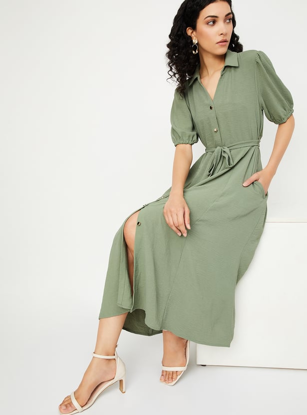 Women Solid Shirt Dress