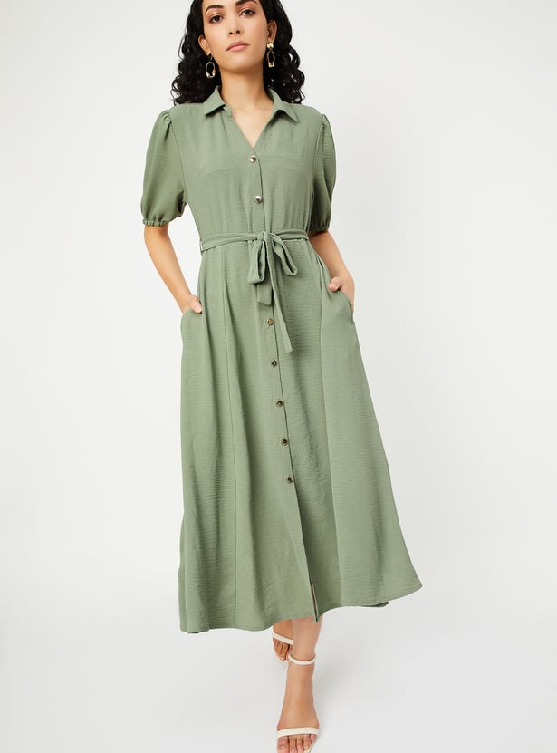 Women Solid Shirt Dress