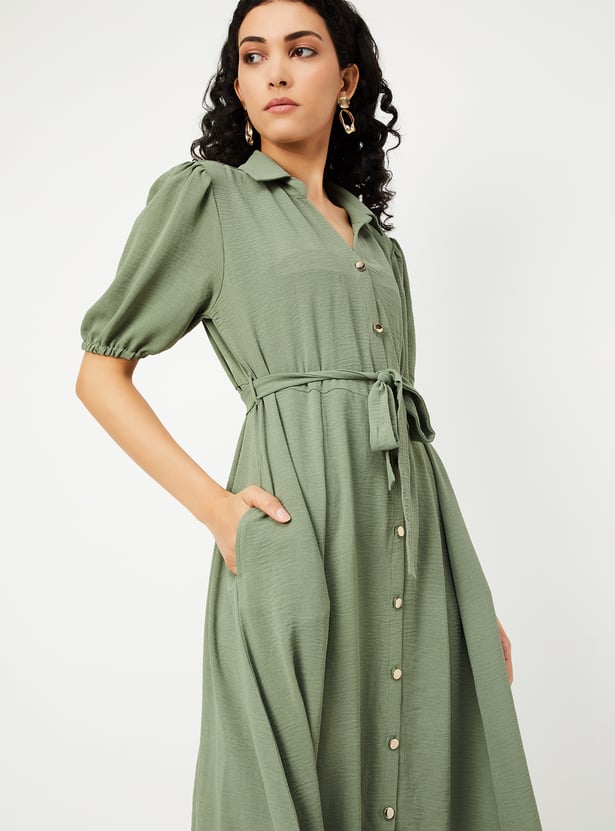 Women Solid Shirt Dress