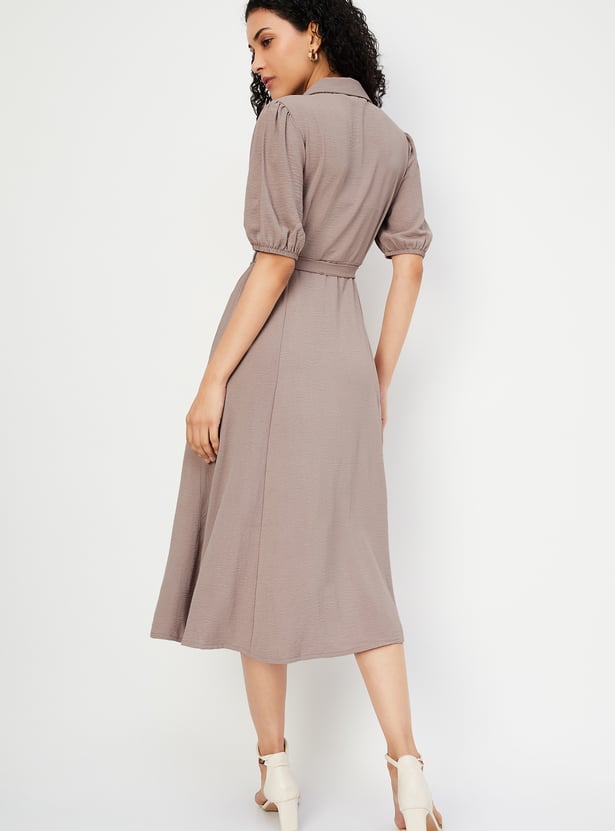 Women Solid Shirt Dress