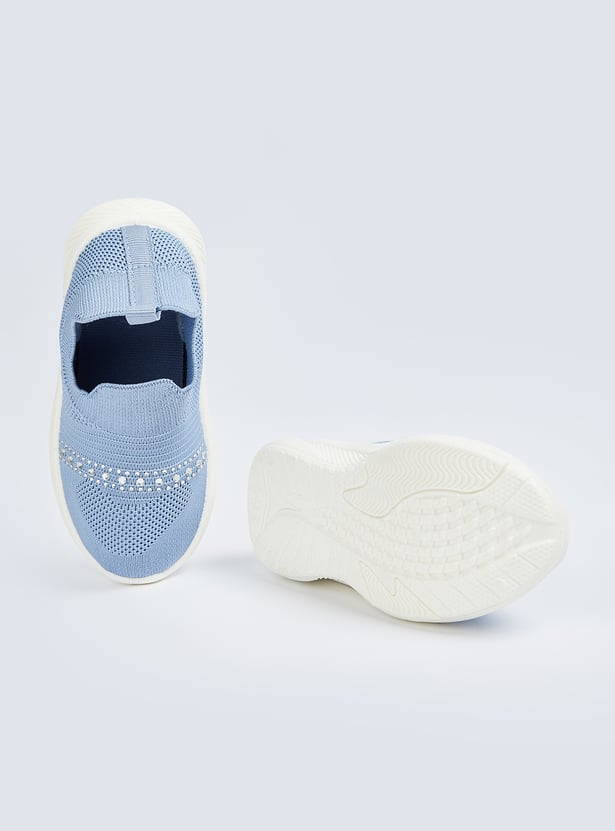 Girls Swarovski Embellished Slip-On Sports Shoes