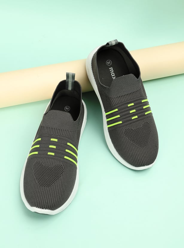 Boys Striped Slip-On Sports Shoes