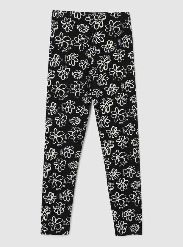 Girls Printed Full-Length Leggings