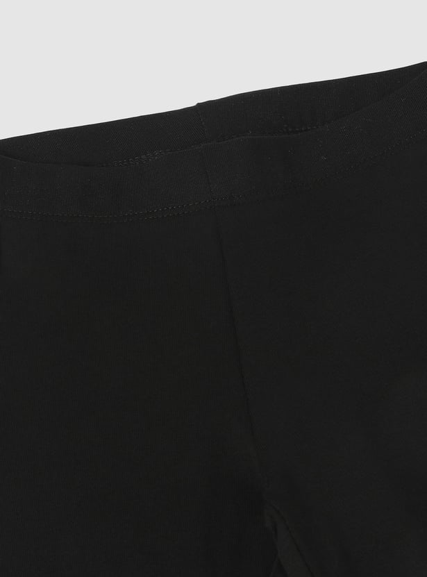 Girls Solid Knit Shorts - Pack of 2