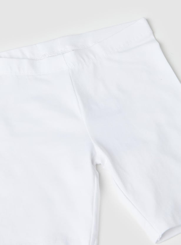 Girls Solid Knit Shorts - Pack of 2