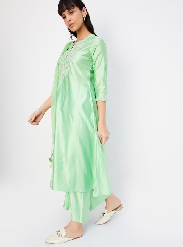 BHUVA [3XL / 46] - Straight cut embroidered kurti set