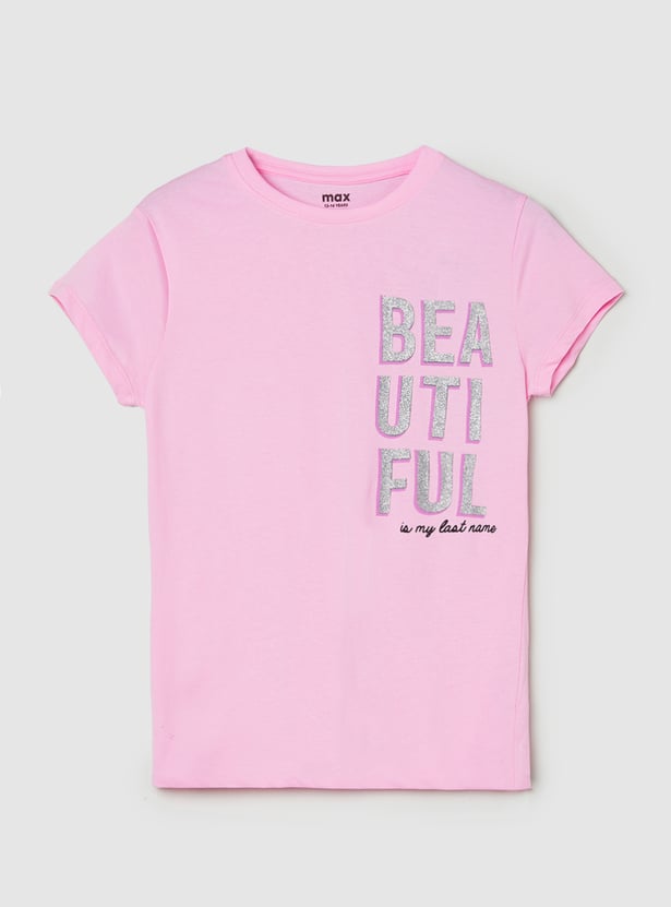 Girls Glitter Printed T-shirt