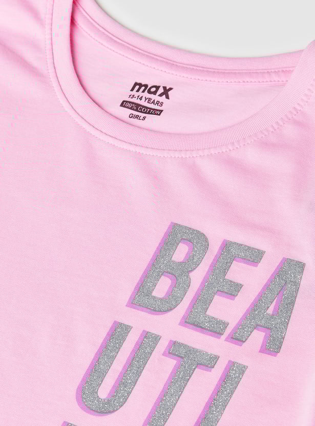 Girls Glitter Printed T-shirt