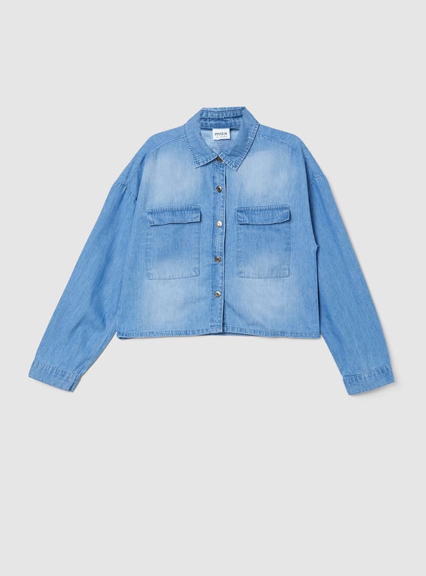 Girls Cropped Denim Shirt