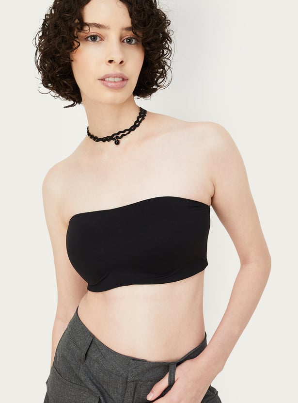 Women Solid Padded Tube Bra