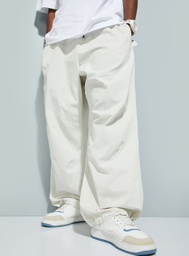 Buy URB_N Men Solid Parachute Pants Online at just Rs