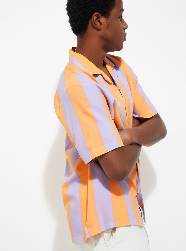 URB_N Men Oversized Striped Shirt