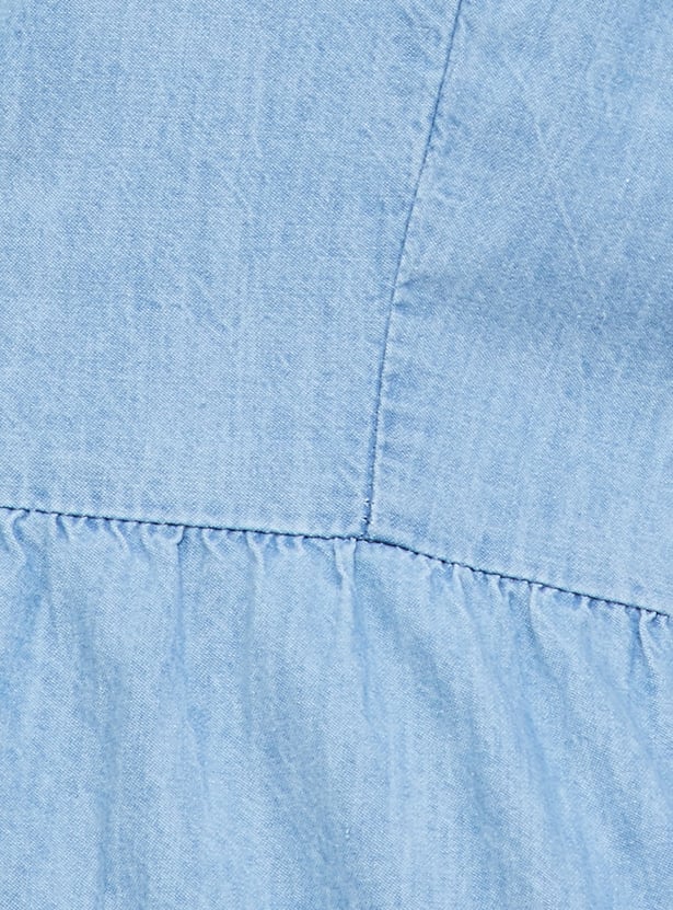 Women Pinafore Denim Dress with T-shirt