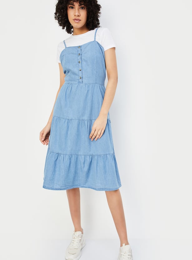 Denim dress with t shirt best sale